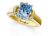 Yellow gold Fancy Blue Radiant  Solitaire Diamond Ring with Pave Band and Six-Prong Setting_33