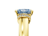 Yellow gold Fancy Blue Radiant  Solitaire Diamond Ring with Pave Band and Six-Prong Setting_37