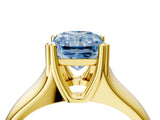 Yellow gold Fancy Blue Radiant  Solitaire Diamond Ring with Six-Prong Cathedral Setting_36