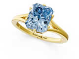 Yellow gold Fancy Blue Radiant  Solitaire Diamond Ring with Six-Prong Setting and Tapered Band_18