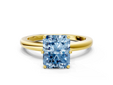 Yellow gold Fancy Blue Radiant  Solitaire Diamond Ring with Six-Prong Setting on a Classic Band_3