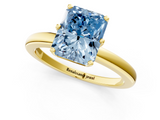 Yellow gold Fancy Blue Radiant  Solitaire Diamond Ring with Six-Prong Setting on a Classic Band_4