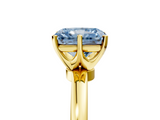 Yellow gold Fancy Blue Radiant  Solitaire Diamond Ring with Six-Prong Setting on a Classic Band_8