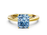 Yellow gold Fancy Blue Radiant  Solitaire Diamond Ring with Split Shank and Four-Prong Setting_12