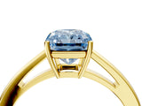 Yellow gold Fancy Blue Radiant  Solitaire Diamond Ring with Split Shank and Four-Prong Setting_16