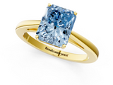 Yellow gold Fancy Blue Radiant  Solitaire Diamond Ring with Split Shank and Four-Prong Setting_21