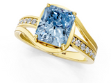 Yellow gold Fancy Blue Radiant  Solitaire Diamond Ring with Split Shank and Prong Setting_60