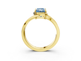 Yellow gold Fancy Blue Radiant  Solitaire Diamond Ring with Split Shank and Prong Setting_62