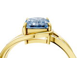 Yellow gold Fancy Blue Radiant  Solitaire Diamond Ring with Split Shank and Prong Setting_63