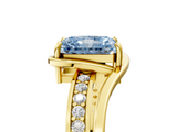 Yellow gold Fancy Blue Radiant  Solitaire Diamond Ring with Split Shank and Prong Setting_64