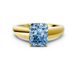 Yellow gold Fancy Blue Radiant  Solitaire Diamond Ring with Tapered Band and Four-Prong Setting_49