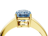 Yellow gold Fancy Blue Radiant  Solitaire Diamond Ring with Tapered Band and Four-Prong Setting_53