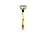 Yellow gold Fancy Blue Radiant  Solitaire Diamond Ring with Thin Band and Four-Prong Setting_5