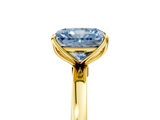 Yellow gold Fancy Blue Radiant  Solitaire Diamond Ring with Thin Band and Four-Prong Setting_8