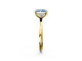Yellow gold Fancy Blue Radiant  Solitaire Diamond Ring with a Classic Band and Four-Prong Setting 3