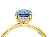 Yellow gold Fancy Blue Radiant  Solitaire Diamond Ring with a Classic Band and Four-Prong Setting 5
