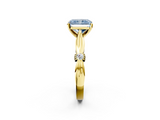 Yellow gold Fancy Blue Radiant  Solitaire Diamond Twisted Band with Four-Prong Setting_47