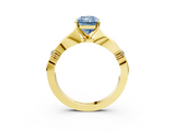 Yellow gold Fancy Blue Radiant  Solitaire Diamond Twisted Band with Four-Prong Setting_48