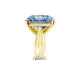 Yellow gold Fancy Blue Radiant  Solitaire Diamond Twisted Band with Four-Prong Setting_50