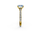 Yellow gold Fancy Blue Radiant  Solitaire Diamond with Pavé Band and Four-Prong Setting_77