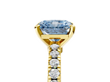 Yellow gold Fancy Blue Radiant  Solitaire Diamond with Pavé Band and Four-Prong Setting_80