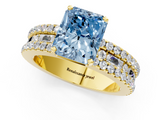 Yellow gold Fancy Blue Radiant  Solitaire Diamond with Pave and Channel Set Band_57