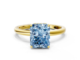 Yellow gold Fancy Blue Radiant  Solitaire Engagement Ring with Cathedral Band and Four-Prong Setting_21
