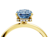 Yellow gold Fancy Blue Radiant  Solitaire Engagement Ring with Cathedral Band and Four-Prong Setting_25