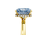 Yellow gold Fancy Blue Radiant  Solitaire Engagement Ring with Cathedral Band and Four-Prong Setting_26