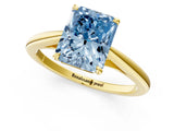 Yellow gold Fancy Blue Radiant  Solitaire Engagement Ring with Four-Prong Setting and Classic Band 2
