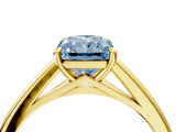 Yellow gold Fancy Blue Radiant  Solitaire Engagement Ring with Four-Prong Setting and Classic Band 5