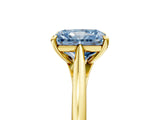 Yellow gold Fancy Blue Radiant  Solitaire Engagement Ring with Four-Prong Setting and Classic Band