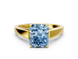Yellow gold Fancy Blue Radiant  Solitaire Engagement Ring with Four-Prong Setting and Tapered Band_3