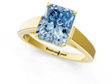 Yellow gold Fancy Blue Radiant  Solitaire Engagement Ring with Four-Prong Setting and Tapered Band_4