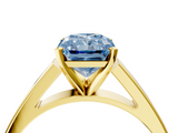 Yellow gold Fancy Blue Radiant  Solitaire Engagement Ring with Four-Prong Setting and Tapered Band_7