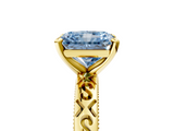 Yellow gold Fancy Blue Radiant  Solitaire Engagement Ring with Scrollwork Band and Four-Prong Setting_137