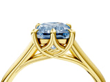 Yellow gold Fancy Blue Radiant  Solitaire Engagement Ring with Six-Prong Setting and Classic Band 4