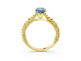 Yellow gold Fancy Blue Radiant  Solitaire Floral Milgrain Engagement Ring_56