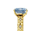 Yellow gold Fancy Blue Radiant  Solitaire Floral Milgrain Engagement Ring_58