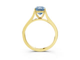 Yellow gold Fancy Blue Radiant  Solitaire Heart Prong Engagement Ring with Tapered Band_58