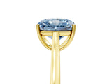 Yellow gold Fancy Blue Radiant  Solitaire Heart Prong Engagement Ring with Tapered Band_60