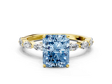 Yellow gold Fancy Blue Radiant  Solitaire Marquise Side Stone Prong Setting Ring_44