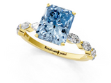 Yellow gold Fancy Blue Radiant  Solitaire Marquise Side Stone Prong Setting Ring_45