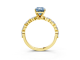 Yellow gold Fancy Blue Radiant  Solitaire Marquise Side Stone Prong Setting Ring_47