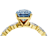 Yellow gold Fancy Blue Radiant  Solitaire Marquise Side Stone Prong Setting Ring_48