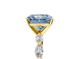 Yellow gold Fancy Blue Radiant  Solitaire Marquise Side Stone Prong Setting Ring_49