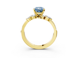 Yellow gold Fancy Blue Radiant  Solitaire Marquise Twist Band with Six-Prong Setting_114