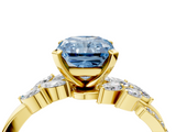 Yellow gold Fancy Blue Radiant  Solitaire Marquise Twist Band with Six-Prong Setting_115