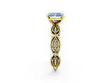 Yellow gold Fancy Blue Radiant  Solitaire Milgrain Diamond Engagement Ring with Bezel and Marquise Band_115