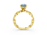 Yellow gold Fancy Blue Radiant  Solitaire Milgrain Diamond Engagement Ring with Bezel and Marquise Band_116